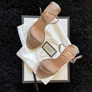 Gucci 110 Suede Nude Sandals 37